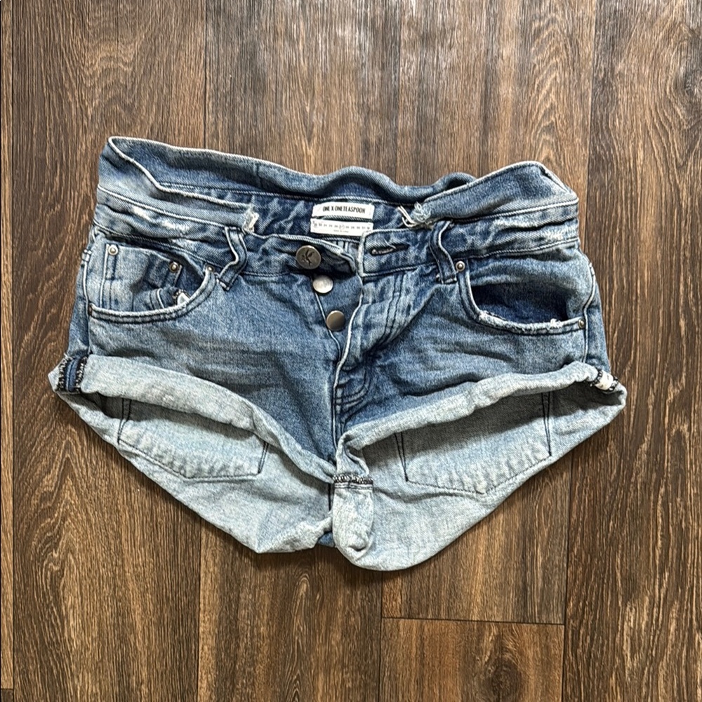 One Teaspoon Blue Jean Shorts Distressed Vintage Style